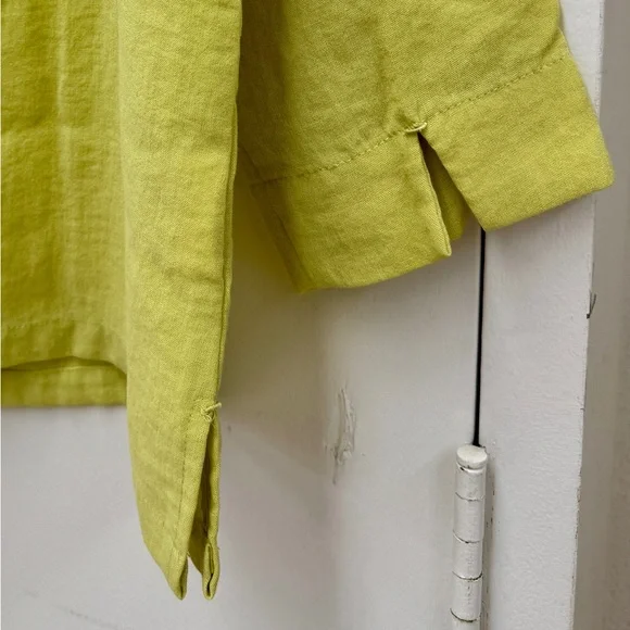Fridaze 100% Linen Chartreuse Sailor Button-Up Jacket Size Small - Picture 5 of 7